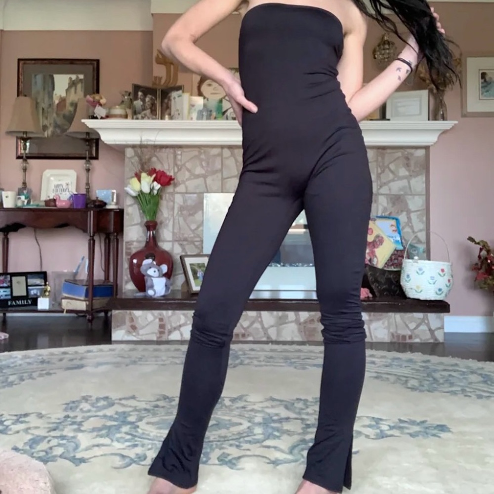 NWT Meshki black strapless Peggy jumpsuit